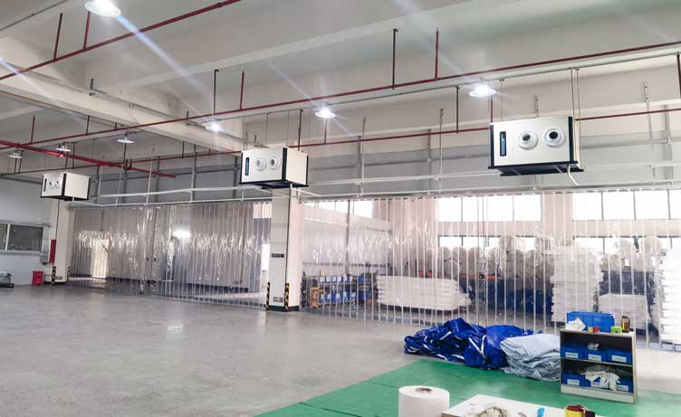 服裝廠制冷降溫，安裝蒸發冷省電空調-臥式射流空調機組