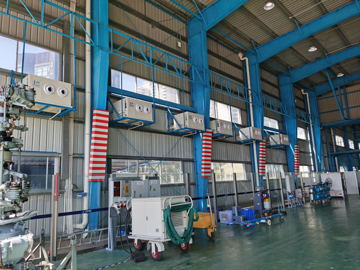 飛機(jī)維修機(jī)庫降溫安裝蒸發(fā)冷省電空調(diào)-臥式射流機(jī)